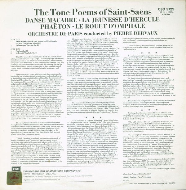 Camille Saint-Saëns, Orchestre De Paris, Pierre Dervaux (2) : The Tone Poems Of Saint-Saëns (LP, Album)