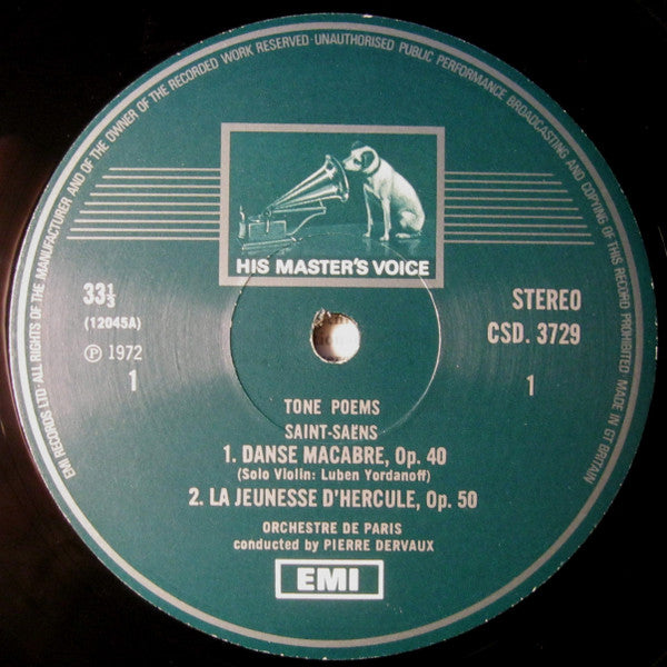 Camille Saint-Saëns, Orchestre De Paris, Pierre Dervaux (2) : The Tone Poems Of Saint-Saëns (LP, Album)
