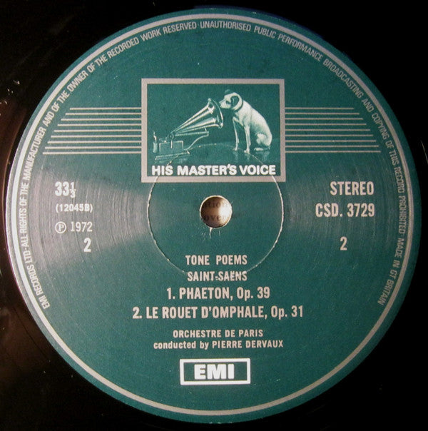 Camille Saint-Saëns, Orchestre De Paris, Pierre Dervaux (2) : The Tone Poems Of Saint-Saëns (LP, Album)