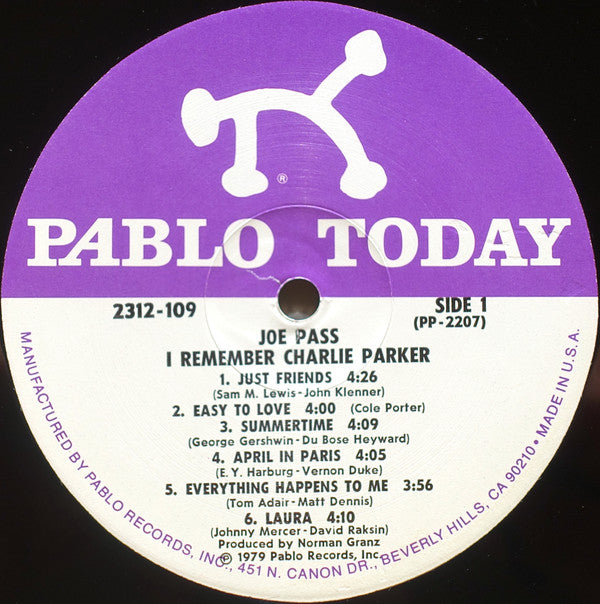 Joe Pass : I Remember Charlie Parker (LP, Album)