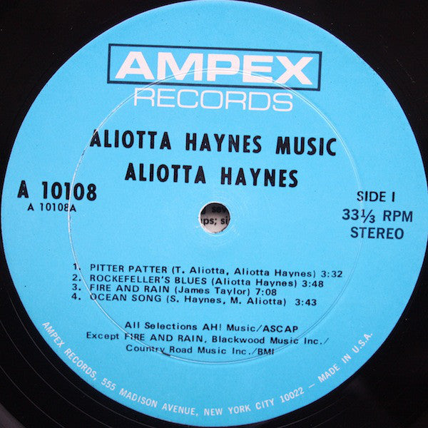 Aliotta Haynes : Aliotta Haynes Music (LP, Album, Son)