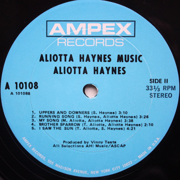 Aliotta Haynes : Aliotta Haynes Music (LP, Album, Son)