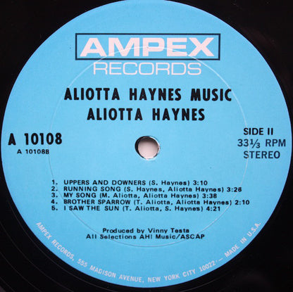 Aliotta Haynes : Aliotta Haynes Music (LP, Album, Son)