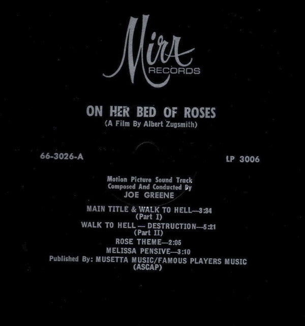 Joe Greene (2) : On Her Bed Of Roses (Soundtrack) (LP, Album, Mono)