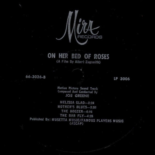 Joe Greene (2) : On Her Bed Of Roses (Soundtrack) (LP, Album, Mono)