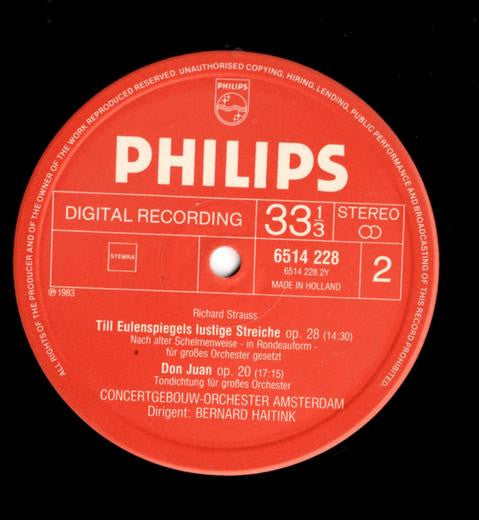 Richard Strauss - Concertgebouworkest, Bernard Haitink : Death And Transfiguration / Till Eulenspiegel - Don Juan (LP, Album)
