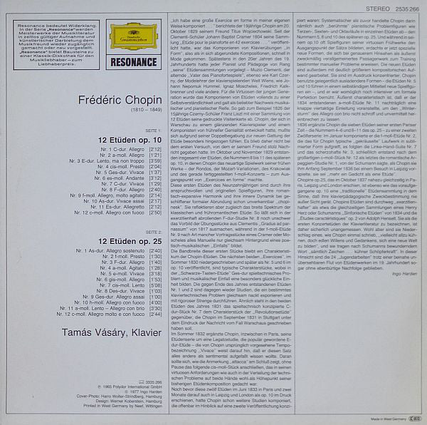 Frédéric Chopin, Tamás Vásáry : 24 Etüden (LP, Album, RE)