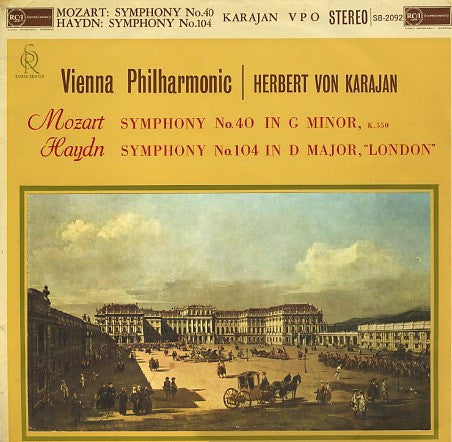 Wolfgang Amadeus Mozart / Joseph Haydn - Wiener Philharmoniker, Herbert Von Karajan : Mozart Symphony In G Minor, K. 550 / Haydn Symphony In D Major, No. 104 (LP, Album)