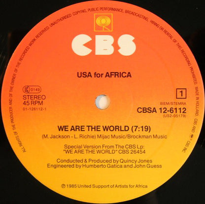 USA For Africa : We Are The World (12", Maxi)