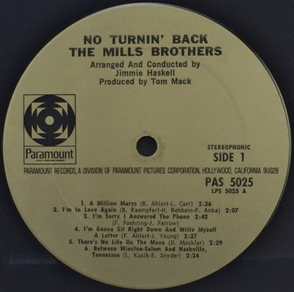 The Mills Brothers : No Turnin' Back (LP, Album, Ter)