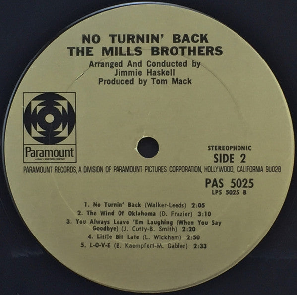 The Mills Brothers : No Turnin' Back (LP, Album, Ter)