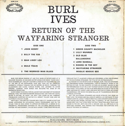 Burl Ives : The Return Of The Wayfaring Stranger (LP, Mono)