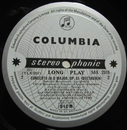 Ludwig Van Beethoven / David Oistrach, Orchestre National De France, André Cluytens : Violin Concerto (LP)