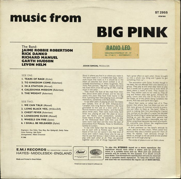 The Band : Music From Big Pink (LP, Album, RE)