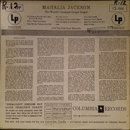 Mahalia Jackson : The World's Greatest Gospel Singer (LP, Album, Mono, RE)