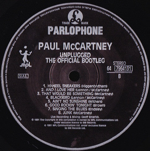 Paul McCartney : Unplugged (The Official Bootleg) (LP, Album, Num)