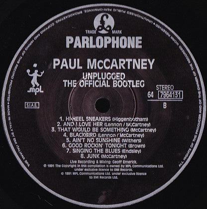 Paul McCartney : Unplugged (The Official Bootleg) (LP, Album, Num)