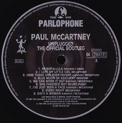 Paul McCartney : Unplugged (The Official Bootleg) (LP, Album, Num)