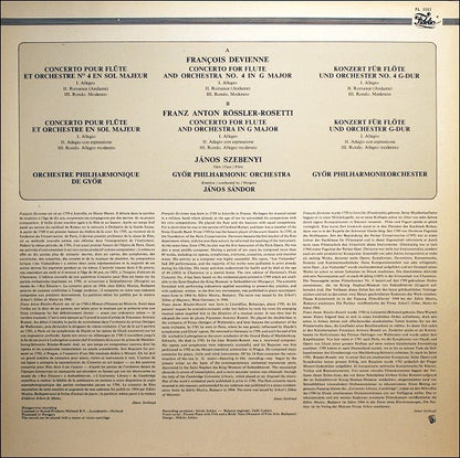 François Devienne / František Antonín Rössler - János Szebenyi, Győri Filharmonikus Zenekar, Janos Sandor : Flute Concertos (LP)