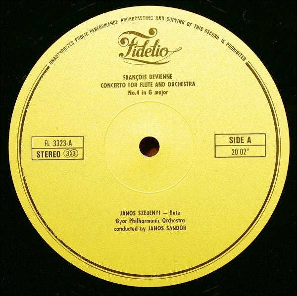 François Devienne / František Antonín Rössler - János Szebenyi, Győri Filharmonikus Zenekar, Janos Sandor : Flute Concertos (LP)