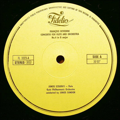 François Devienne / František Antonín Rössler - János Szebenyi, Győri Filharmonikus Zenekar, Janos Sandor : Flute Concertos (LP)