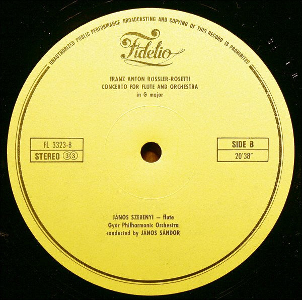 François Devienne / František Antonín Rössler - János Szebenyi, Győri Filharmonikus Zenekar, Janos Sandor : Flute Concertos (LP)