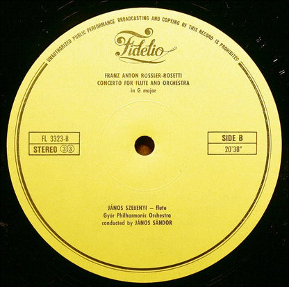 François Devienne / František Antonín Rössler - János Szebenyi, Győri Filharmonikus Zenekar, Janos Sandor : Flute Concertos (LP)