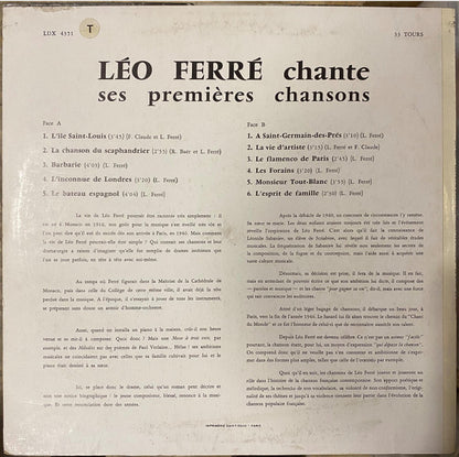 Léo Ferré : Chante Ses Premières Chansons (LP, Album, RE)