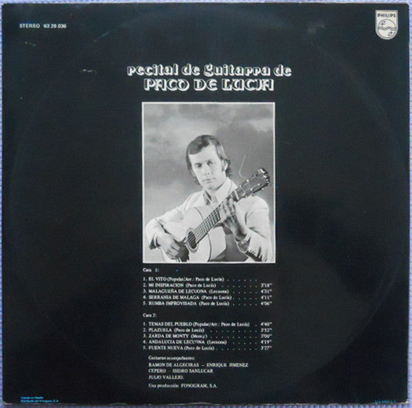 Paco De Lucía : Recital De Guitarra De Paco De Lucía (LP, Album)