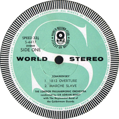 Pyotr Ilyich Tchaikovsky / London Philharmonic Orchestra Conducted By Sir Adrian Boult With Coldstream Guards : 1812 Overture / Marche Slave / Romeo And Juliet (LP, Album, Club)