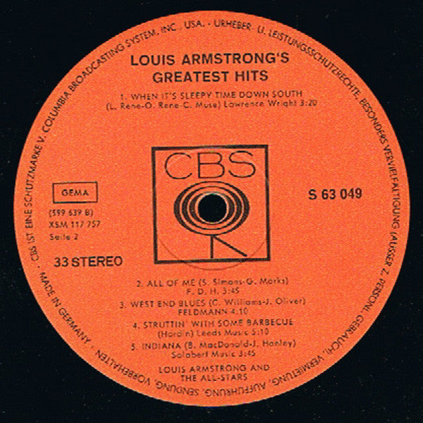 Louis Armstrong : Louis Armstrong's Greatest Hits (LP, Comp)