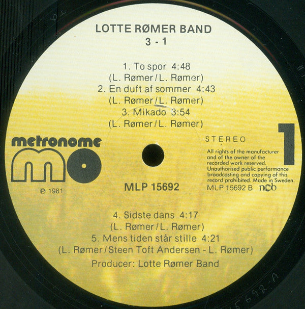 Lotte Rømer Band : 3-1 (LP, Album)