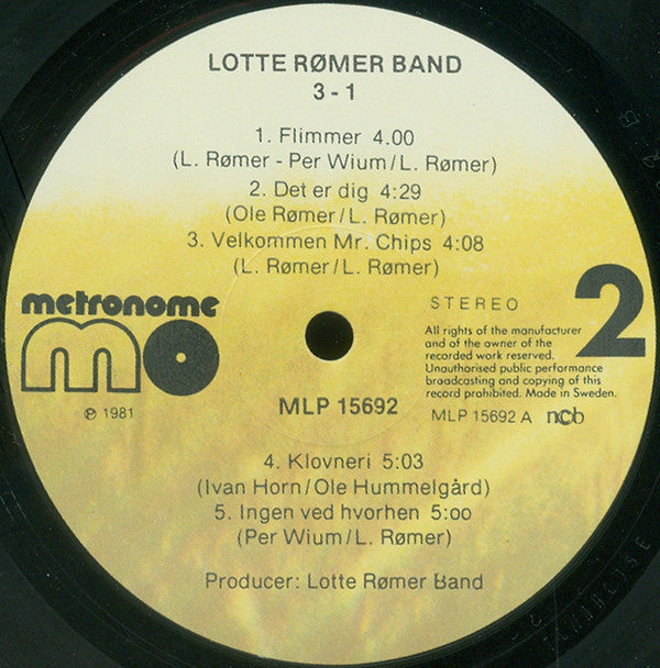 Lotte Rømer Band : 3-1 (LP, Album)