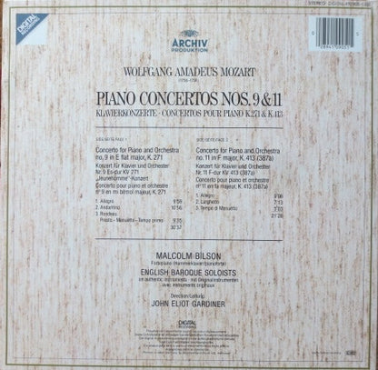 Wolfgang Amadeus Mozart, Malcolm Bilson, The English Baroque Soloists • John Eliot Gardiner : Piano Concertos Nos. 9 & 11 = Klavierkonzerte = Concertos Pour Piano K.271 & K.413 (LP, Album, Gat)