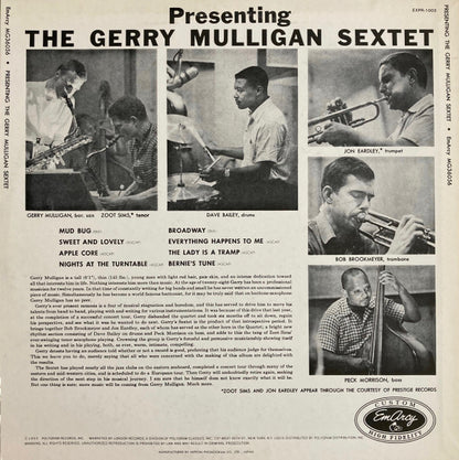 Gerry Mulligan And His Sextet : Presenting The Gerry Mulligan Sextet (LP, Album, Mono, RE)