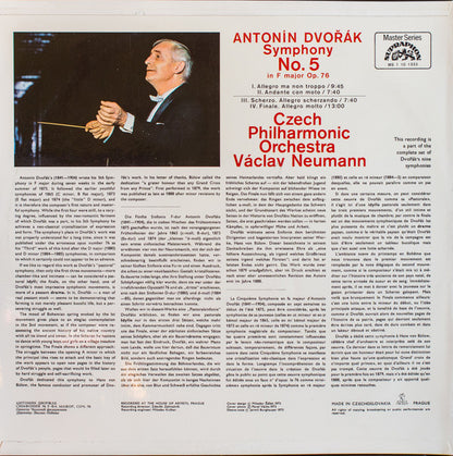 Antonín Dvořák - The Czech Philharmonic Orchestra, Václav Neumann : Symfonie č. 5 /Symphony No. 5 (LP)