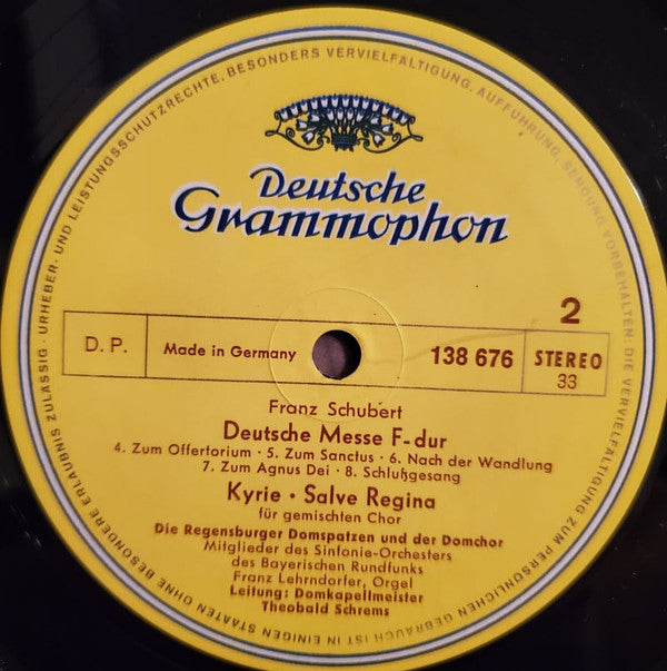 Franz Schubert - Regensburger Domspatzen - Theobald Schrems : Deutsche Messe • Kyrie • Salve Regina (LP, Album)