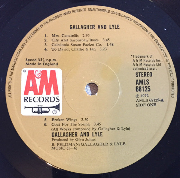 Gallagher & Lyle : Gallagher And Lyle (LP, Album, RE)