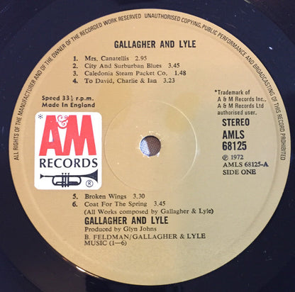 Gallagher & Lyle : Gallagher And Lyle (LP, Album, RE)