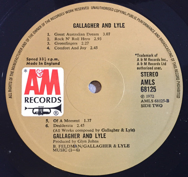 Gallagher & Lyle : Gallagher And Lyle (LP, Album, RE)