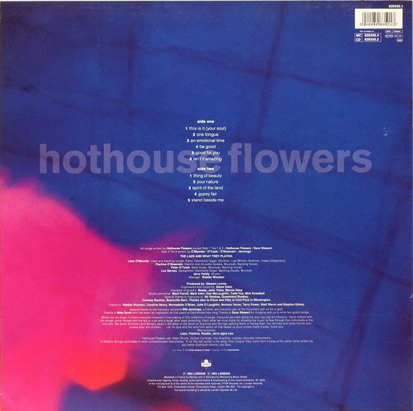 Hothouse Flowers : Songs From The Rain (LP, Album)