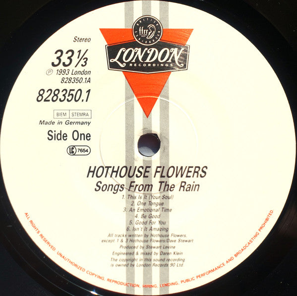 Hothouse Flowers : Songs From The Rain (LP, Album)