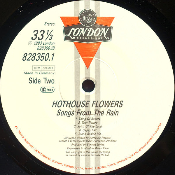 Hothouse Flowers : Songs From The Rain (LP, Album)