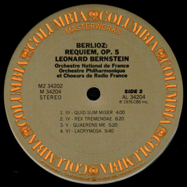 Hector Berlioz - Leonard Bernstein, Stuart Burrows, Orchestre National De France, Orchestre Philharmonique De Radio France, Chœur De Radio France : Requiem (2xLP, Album, Aut)