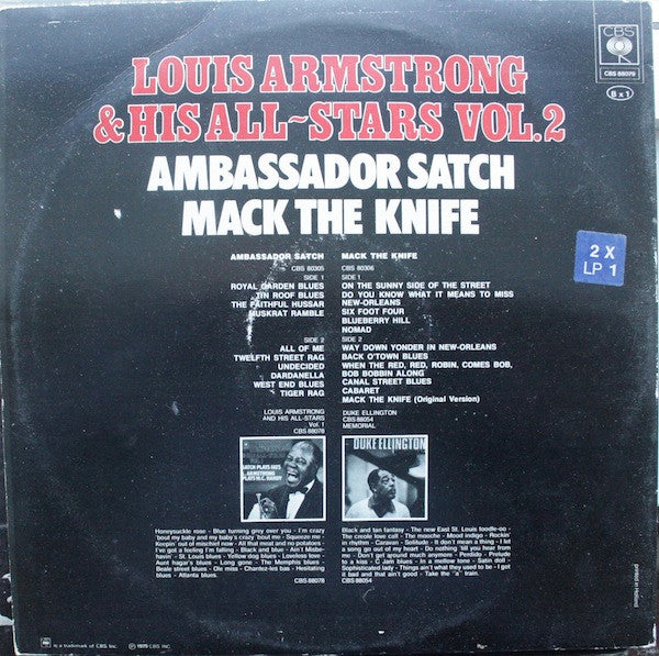 Louis Armstrong And His All-Stars : Louis Armstrong & His All-Stars Vol.2 (Ambassador Satch Mack The Knife) (2xLP, Comp)