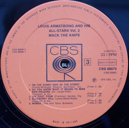 Louis Armstrong And His All-Stars : Louis Armstrong & His All-Stars Vol.2 (Ambassador Satch Mack The Knife) (2xLP, Comp)