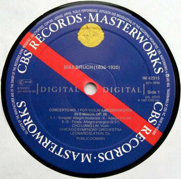 Max Bruch - Cho-Liang Lin, Chicago Symphony Orchestra, Leonard Slatkin : Violin Concerto No. 1 / Scottish Fantasy (LP, Album)