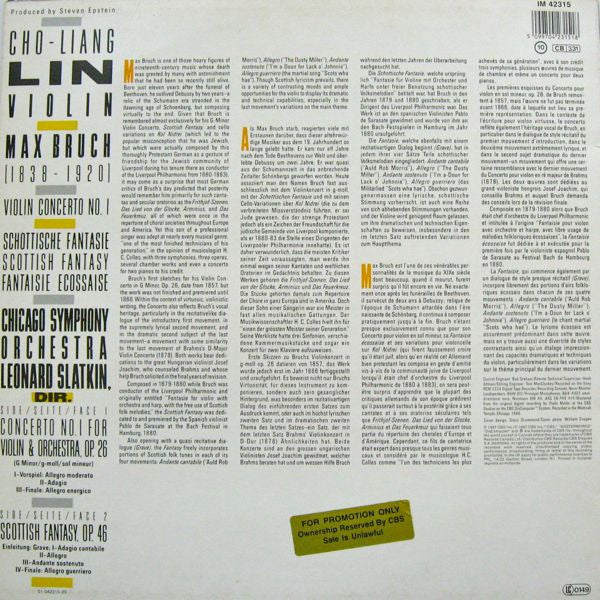 Max Bruch - Cho-Liang Lin, Chicago Symphony Orchestra, Leonard Slatkin : Violin Concerto No. 1 / Scottish Fantasy (LP, Album)