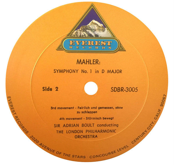Gustav Mahler, Sir Adrian Boult Conducting The London Philharmonic Orchestra : Symphony No. 1 In D Major (LP)