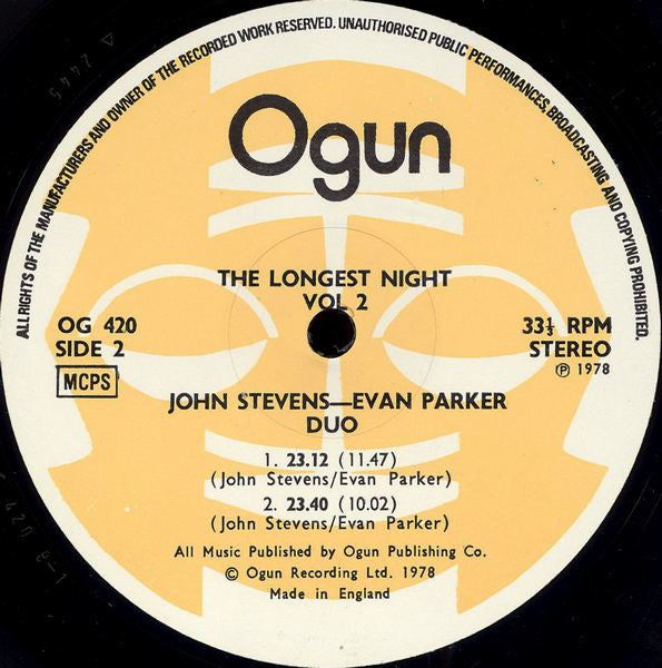 John Stevens (2), Evan Parker : The Longest Night Vol. 2 (LP, Album)